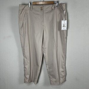 Lady Pinseeker Ankle Pant 2.0‎ Performance Golf Pants Beige Cropped Size 18 NEW